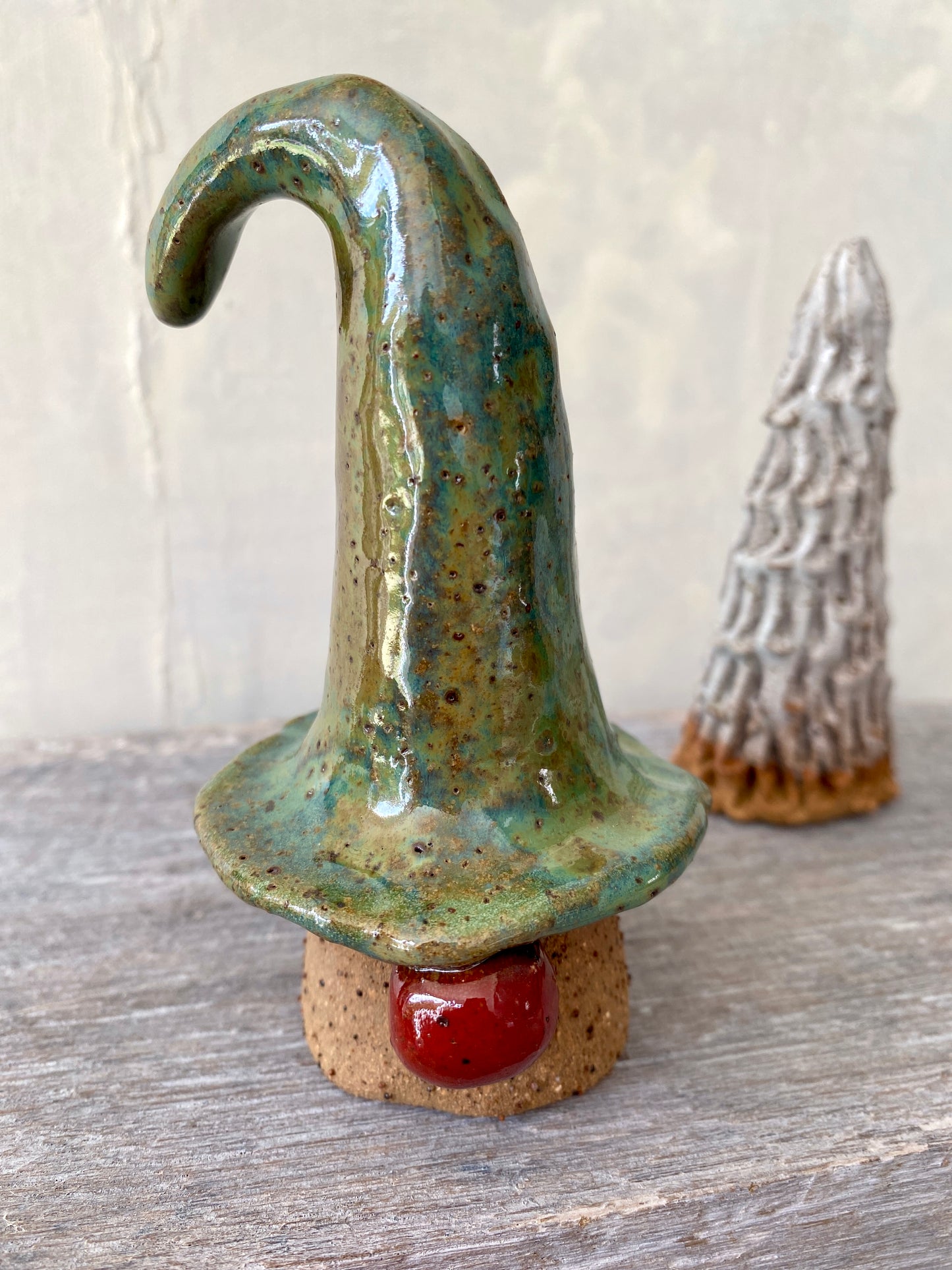 Set of 3 - Cute Christmas gnome with green hat and two adorable white Christmas Trees 25-1209