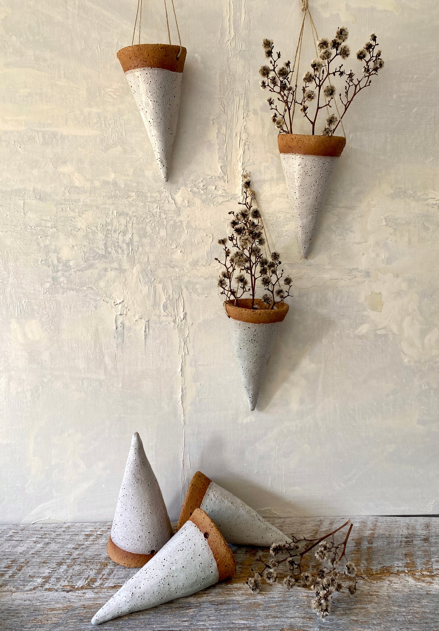 Handmade Hanging Ceramic Cone Shaped Flower Vase 25-1204