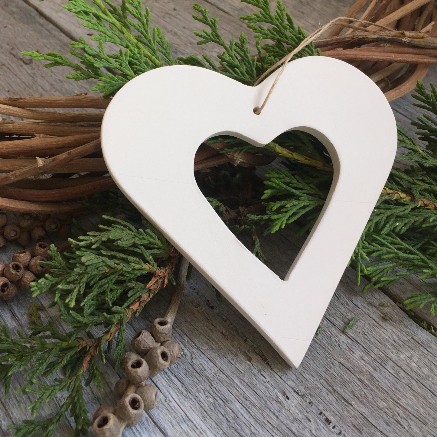 Large White Ceramic Heart - Ornament for window or door 26-26 (ON SALE)
