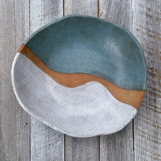 Large Bowl | rustic and versatile | white and dusty blue glaze with speckles (RB31)