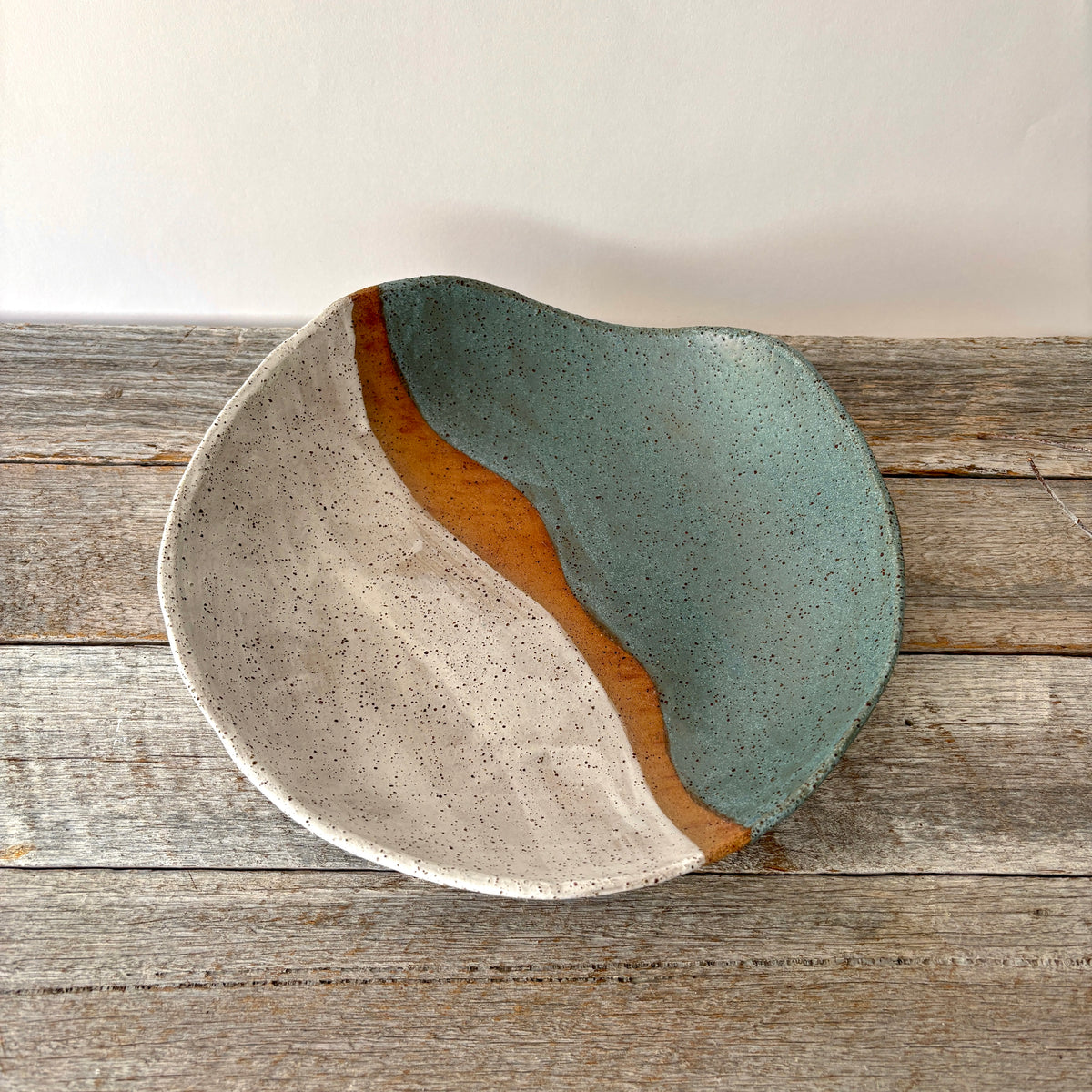 Large Bowl | Rustic and Versatile | White and Dusty Blue glaze with speckles (RB33)