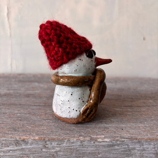Snowman with red hand-knited hat 26-11