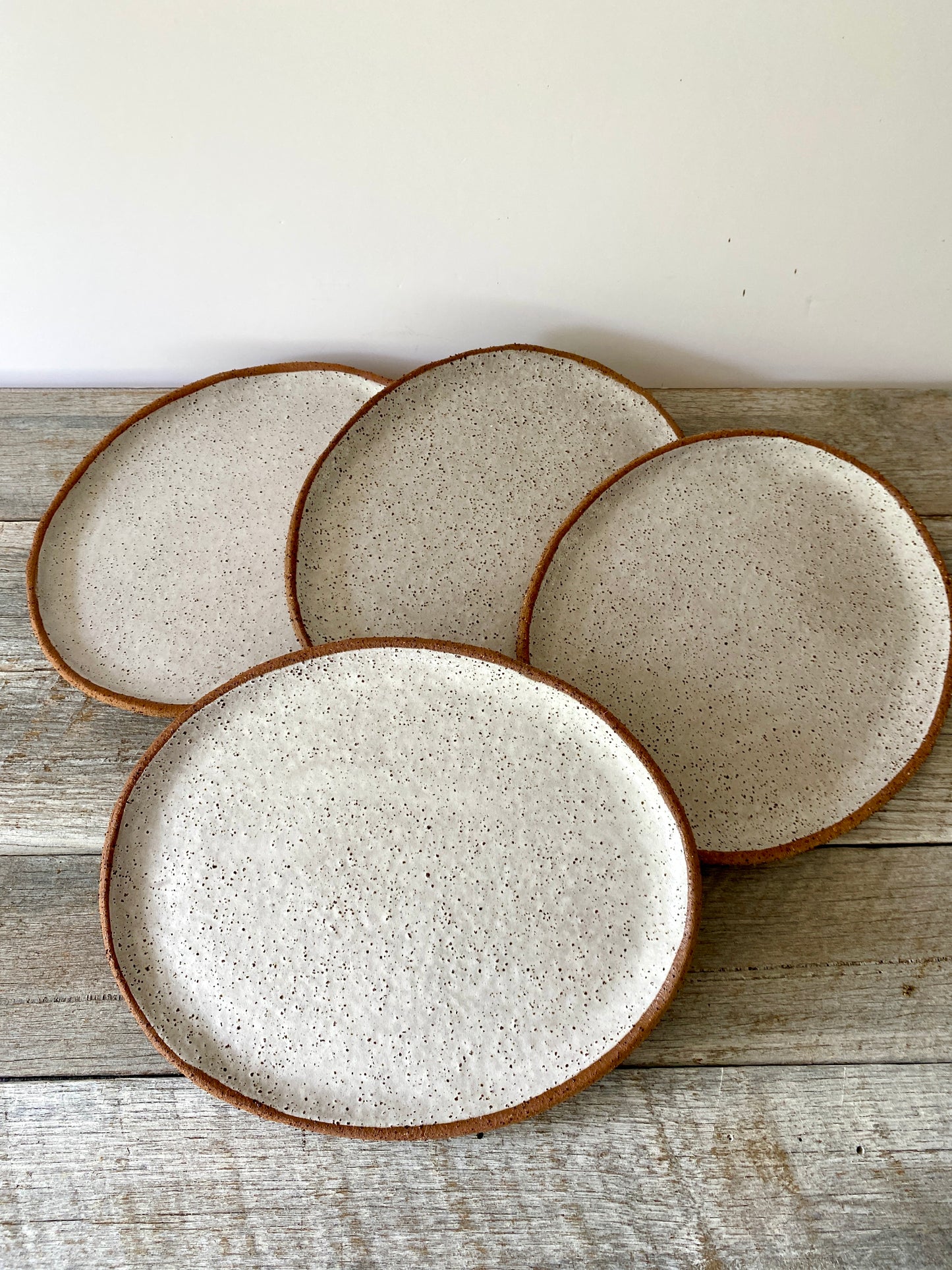 Oval shaped Dinner Plate (large) - Hand formed - Rustic clay with speckles and white glaze 25-13