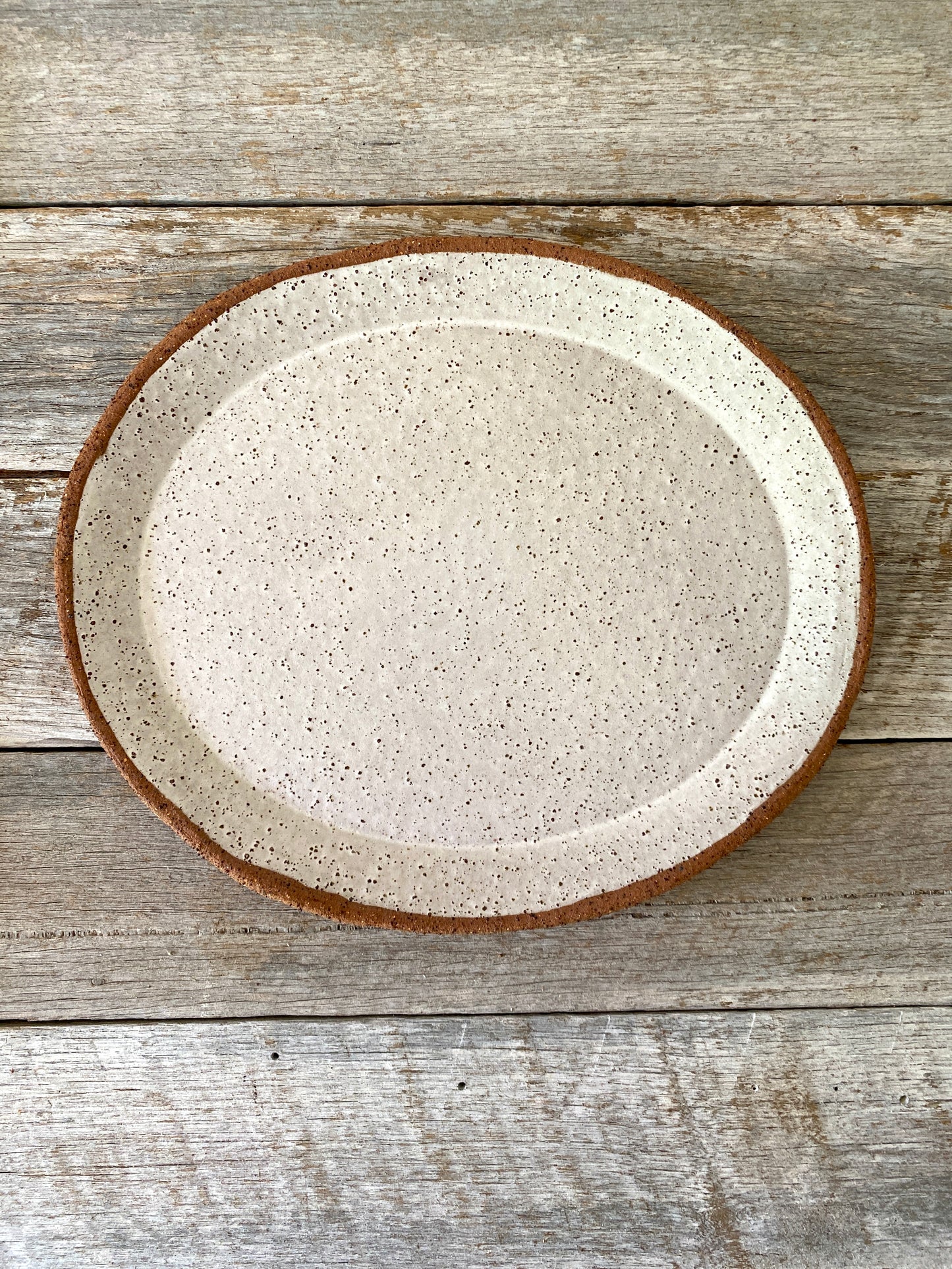 Oval shaped Serving Platter with 2 small dishes - Medium size - Rustic with White glaze 25-04 - Only 1 available