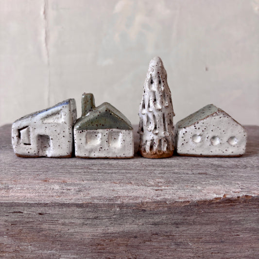 A Village of cute Mini Cottages paired with a charming little tree - Set No.2