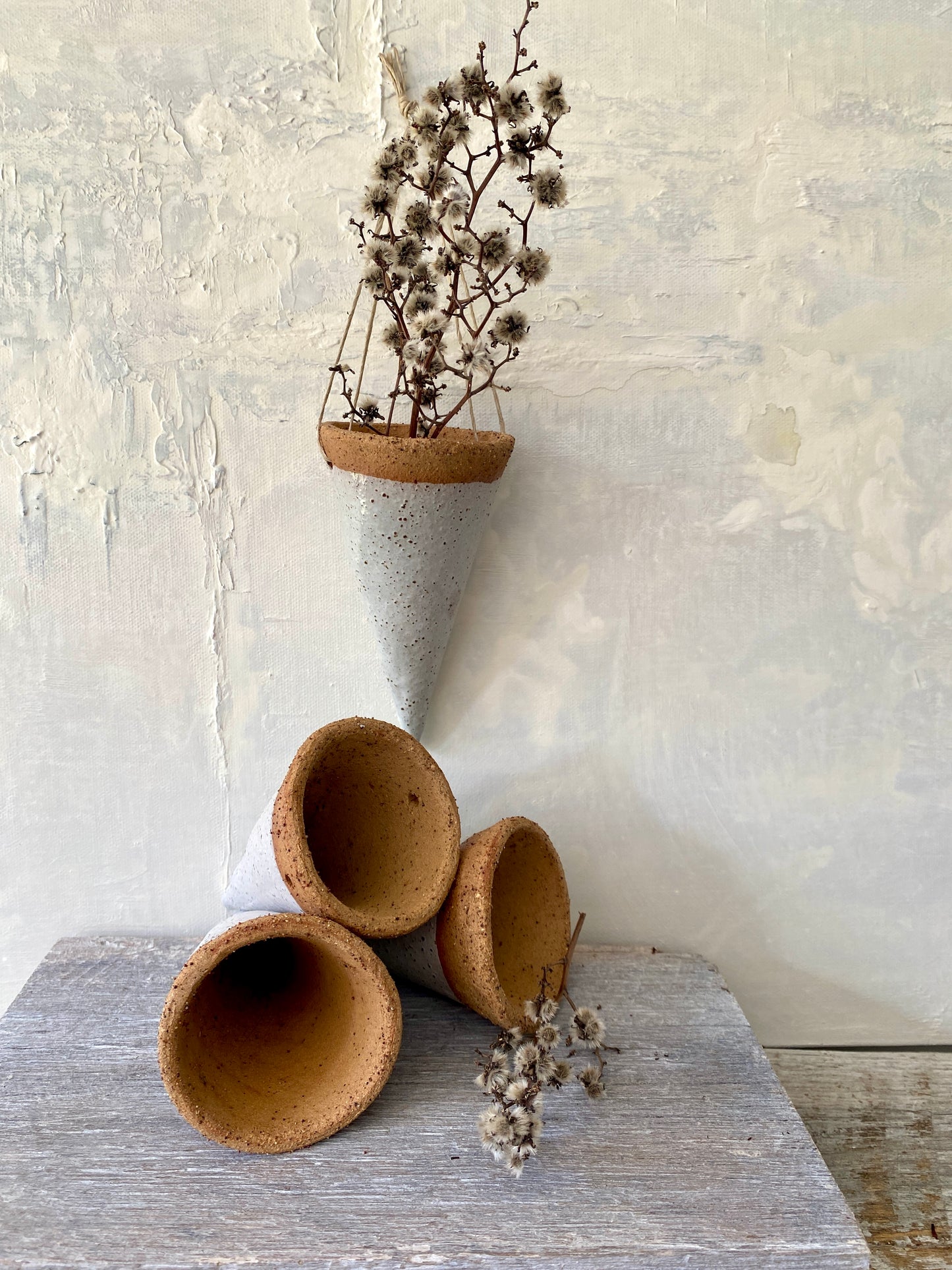 Handmade Hanging Ceramic Cone Shaped Flower Vase 25-1204