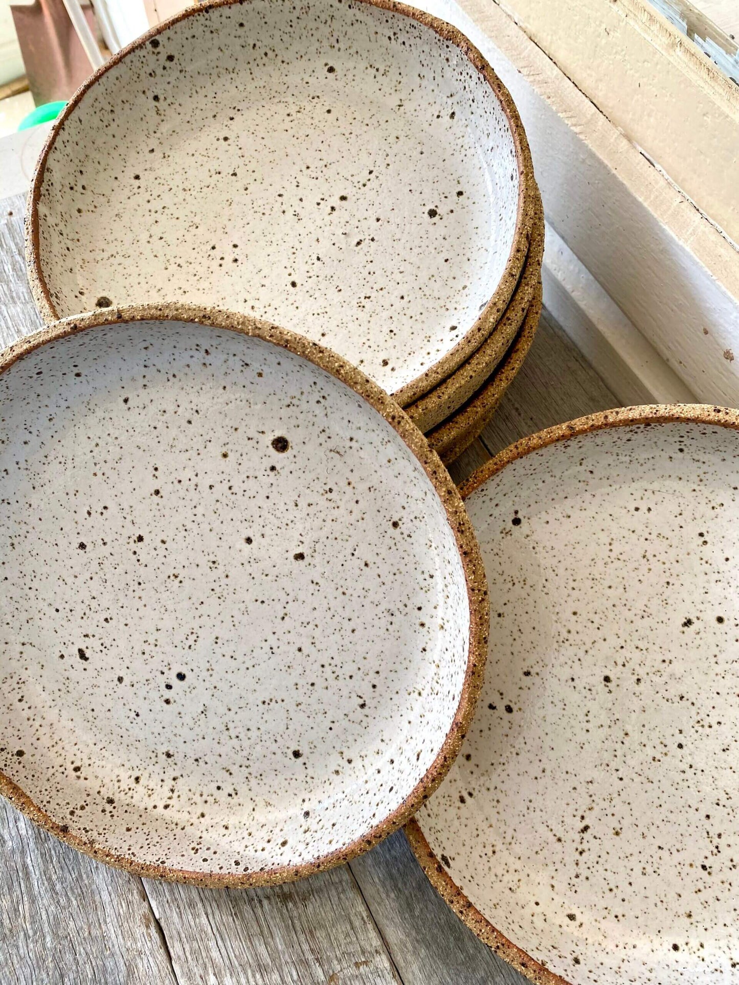 Large round serving dish - Rustic and Hand formed - White glaze 10-19