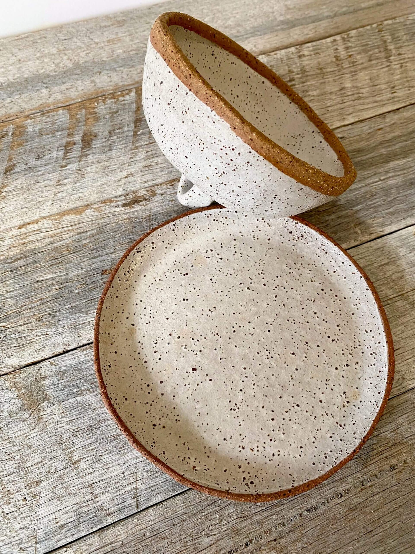 Butter Dish - rustic and versatile - white glaze with speckles 8-31