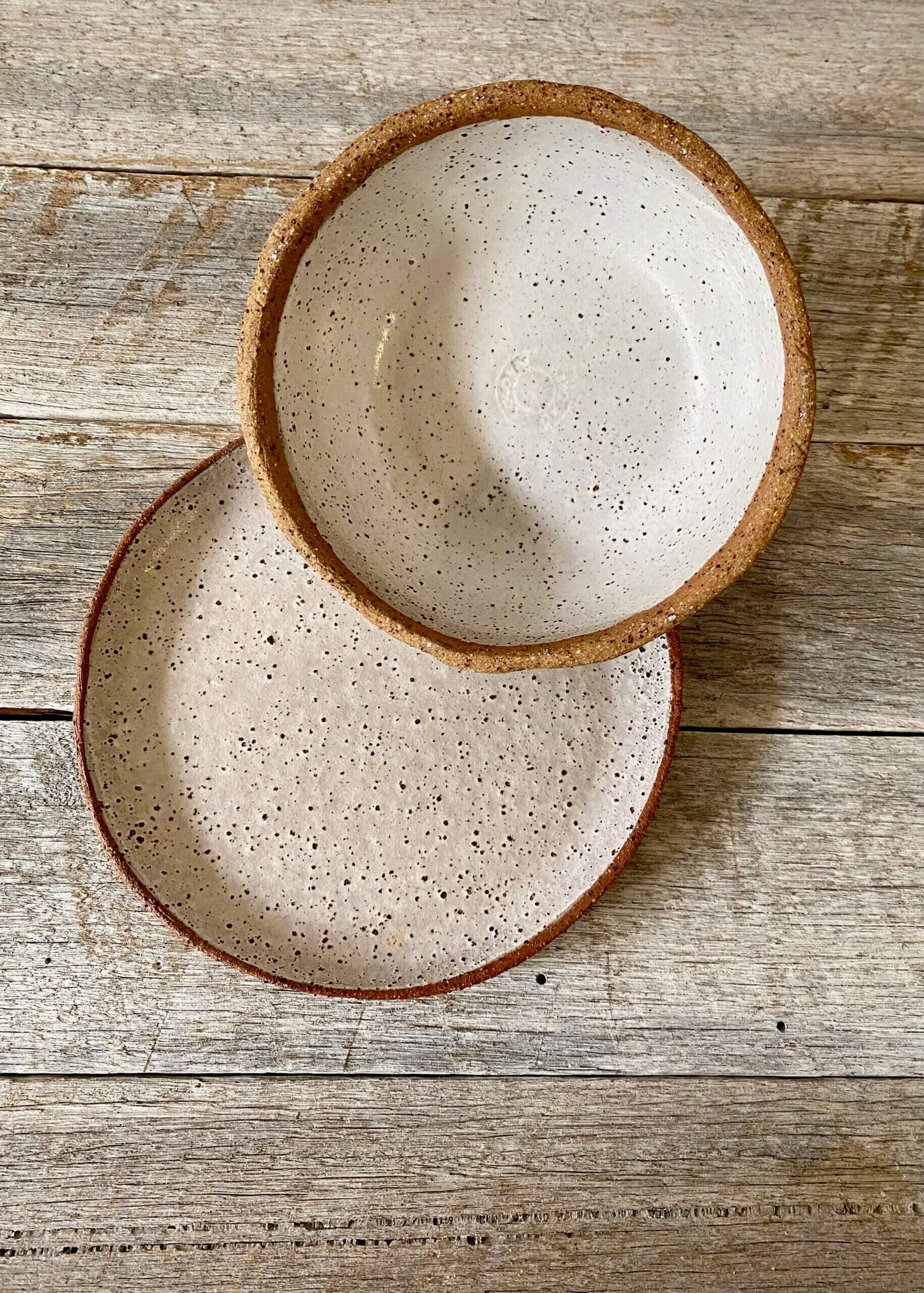 Butter Dish - rustic and versatile - white glaze with speckles 8-31