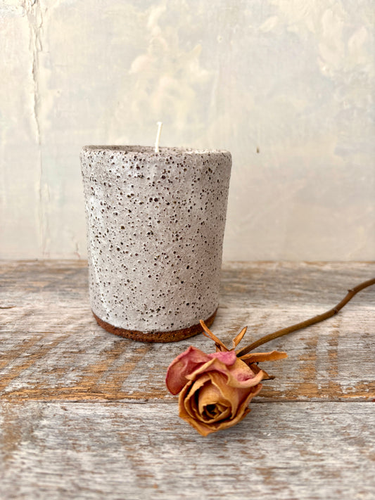 Large candle in handmade cylinder-shaped tumbler -  Hand poured Unscented Soy Wax 26-26