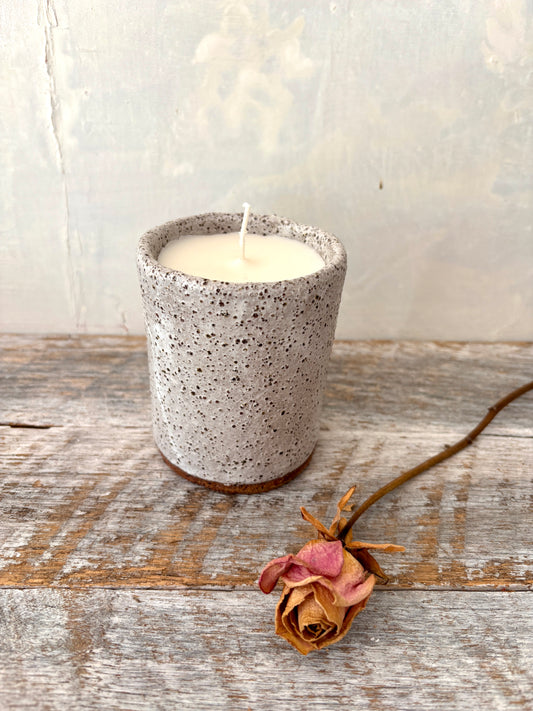 Large candle in handmade cylinder-shaped tumbler -  Hand poured Unscented Soy Wax 26-26