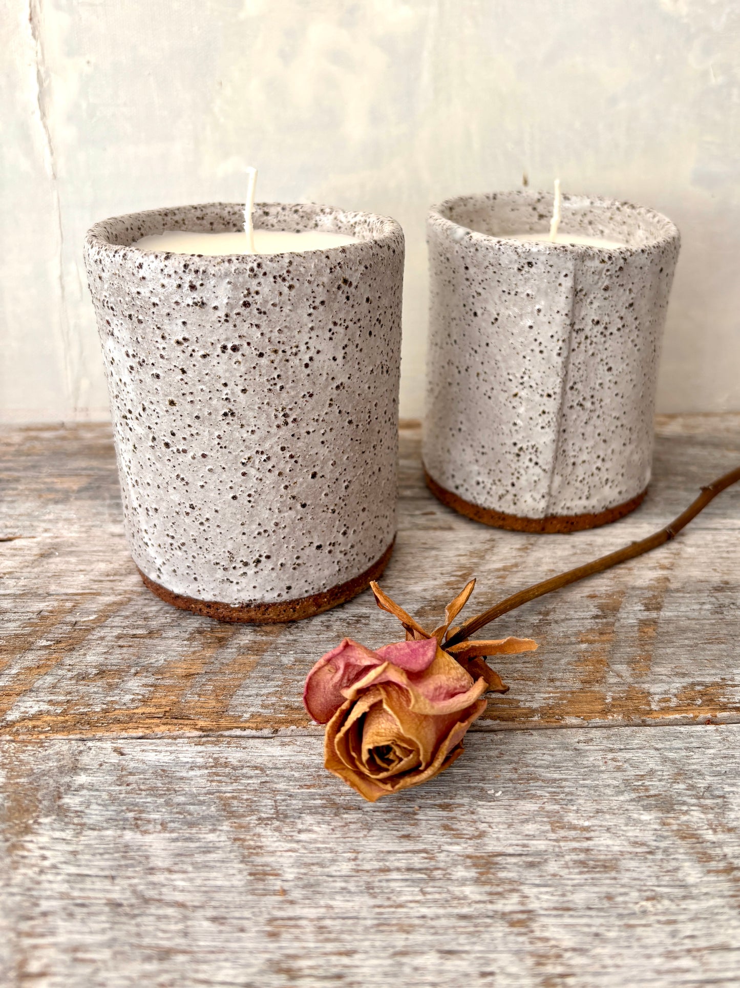 Large candle in handmade cylinder-shaped tumbler -  Hand poured Unscented Soy Wax 26-26