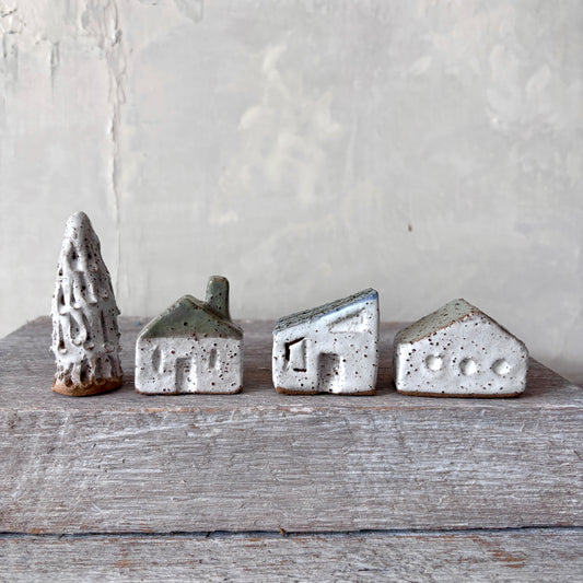 A Village of cute Mini Cottages paired with a charming little tree - Set No.2