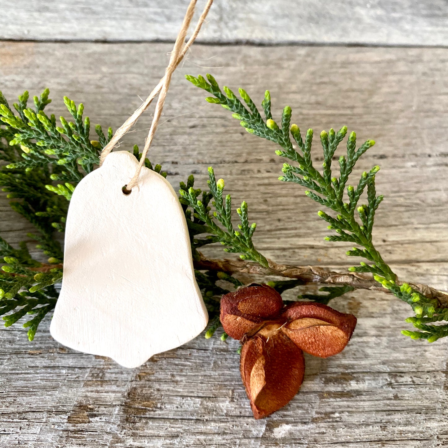 White Ceramic Bell- Christmas Ornament 26-23