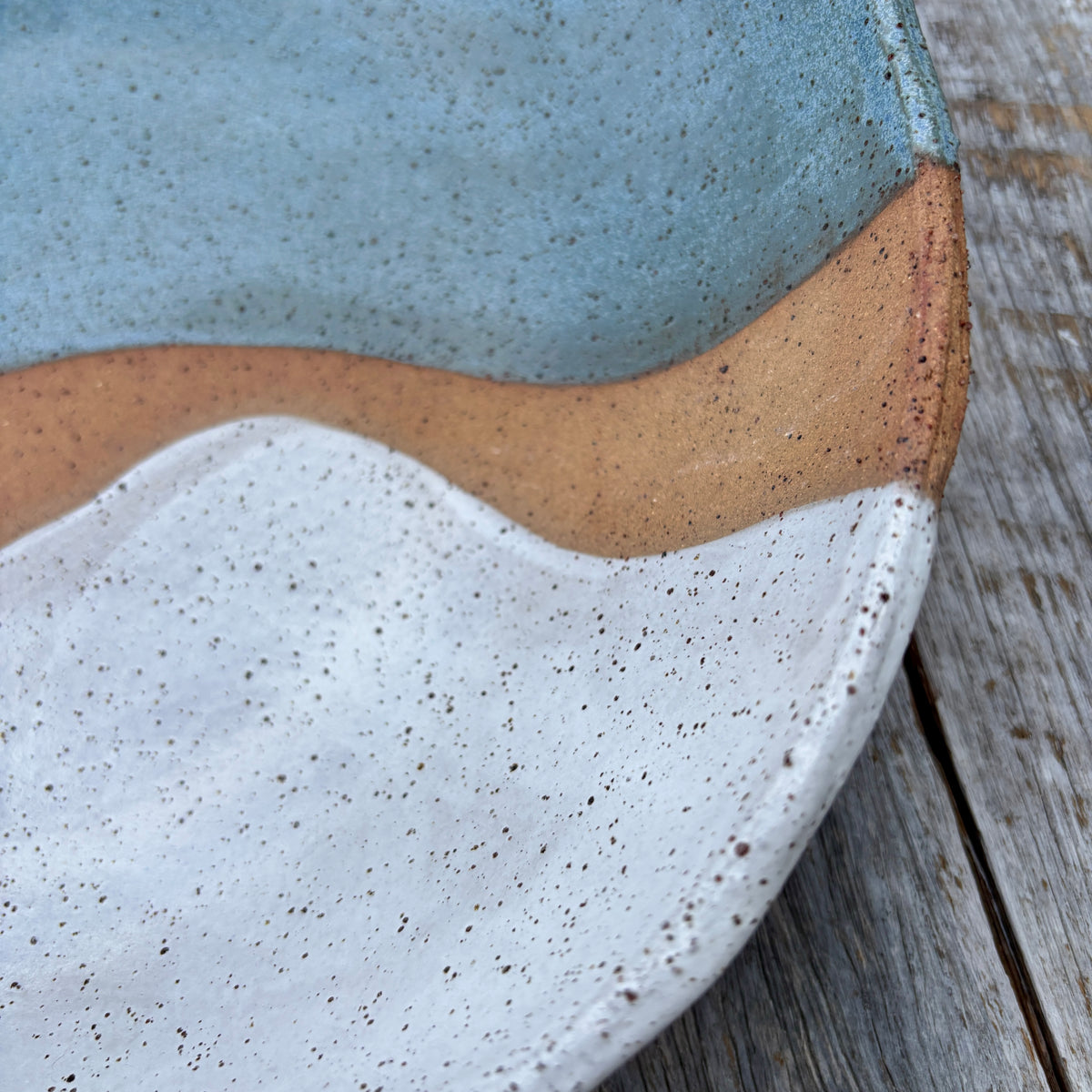 Large Bowl | rustic and versatile | white and dusty blue glaze with speckles  (10-04)