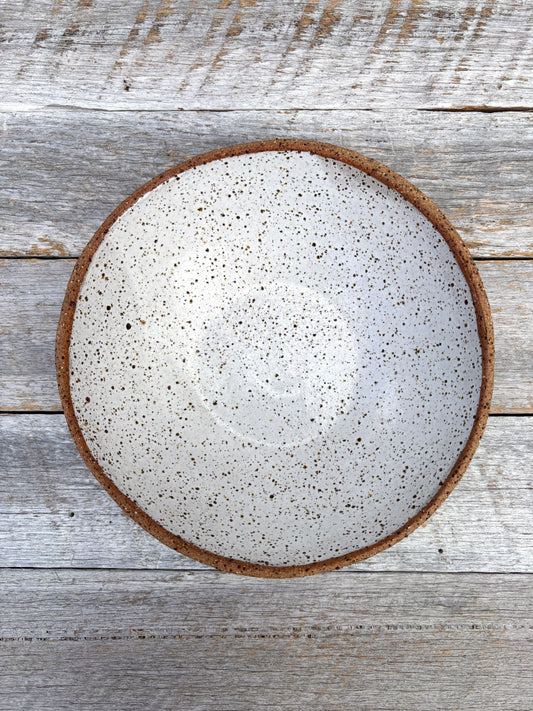Salad bowl | rustic and versatile | white glaze with speckles  (10-01)