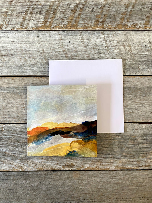 Printed Art Card - 'Autumn Fields' - Square 14 x 14cm - Blank inside - White envelope #312