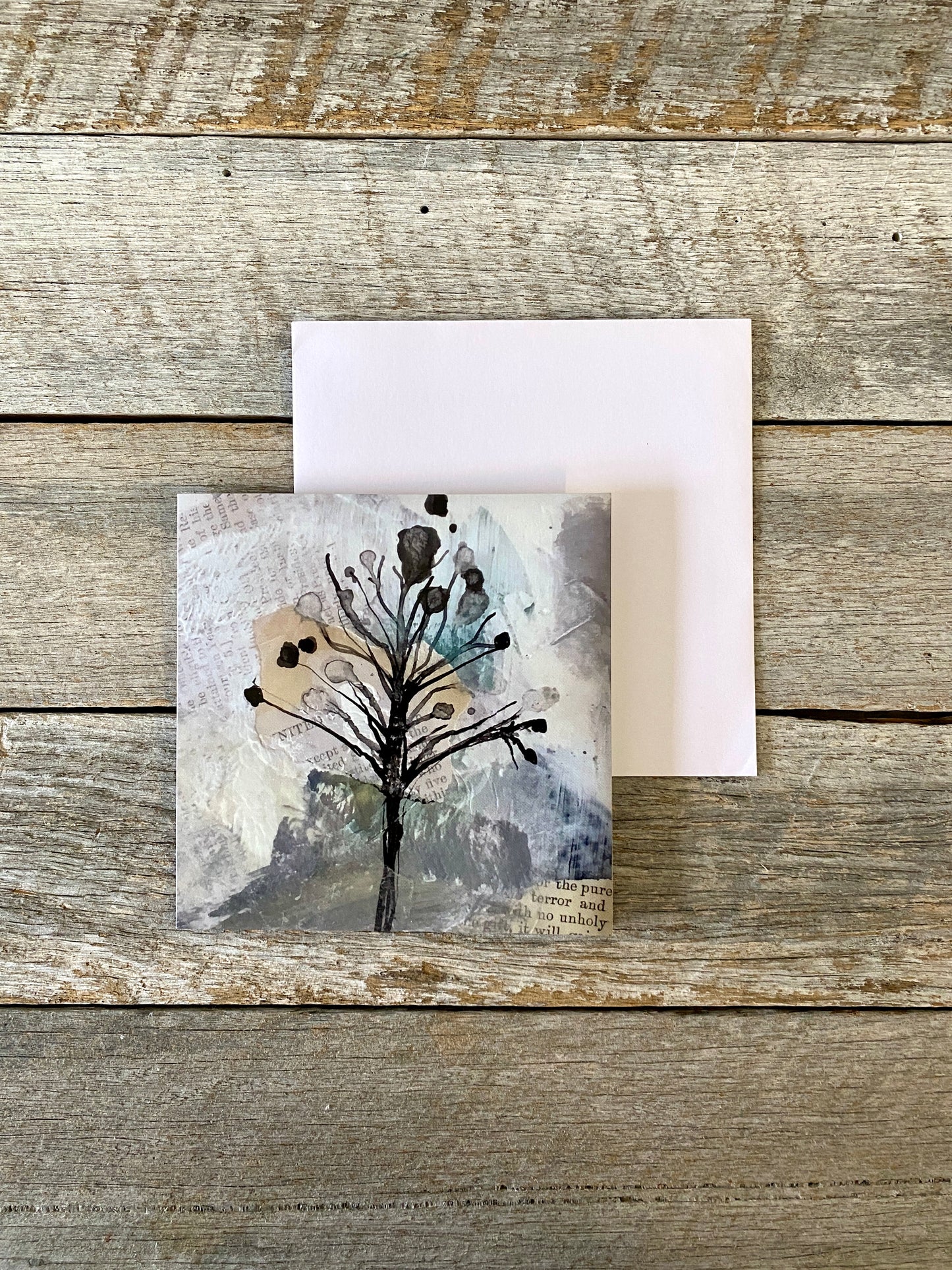 Printed Art Card - 'Shadow Tree' - Square 14 x 14cm - Blank inside - White envelope #308