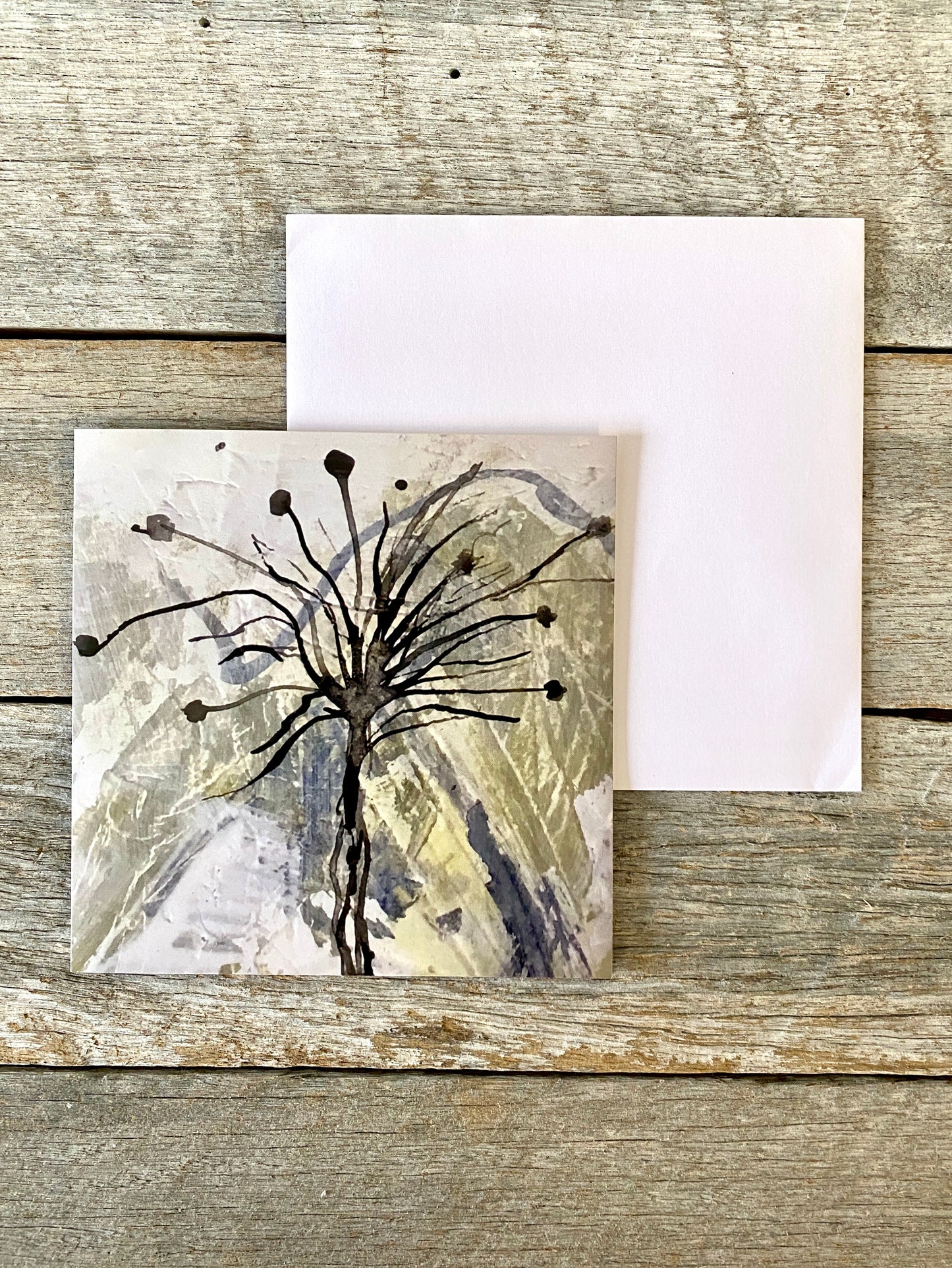 Printed Art Card - 'Shadow Flower' - Square 14 x 14cm - Blank inside - White envelope #309