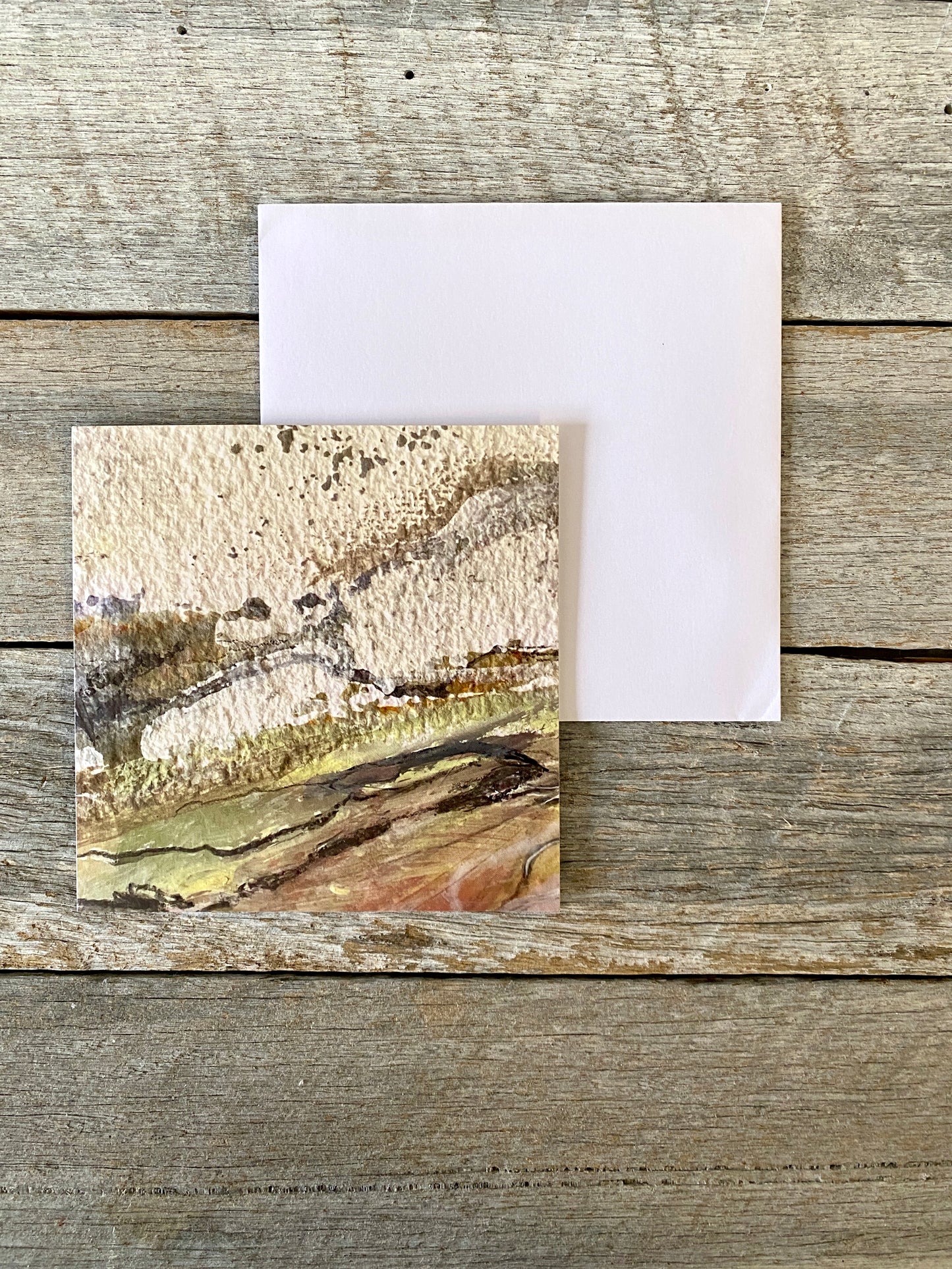 Printed Art Card 'Watercolour Landscape' - Square 14 x 14cm - Blank inside - White envelope #311