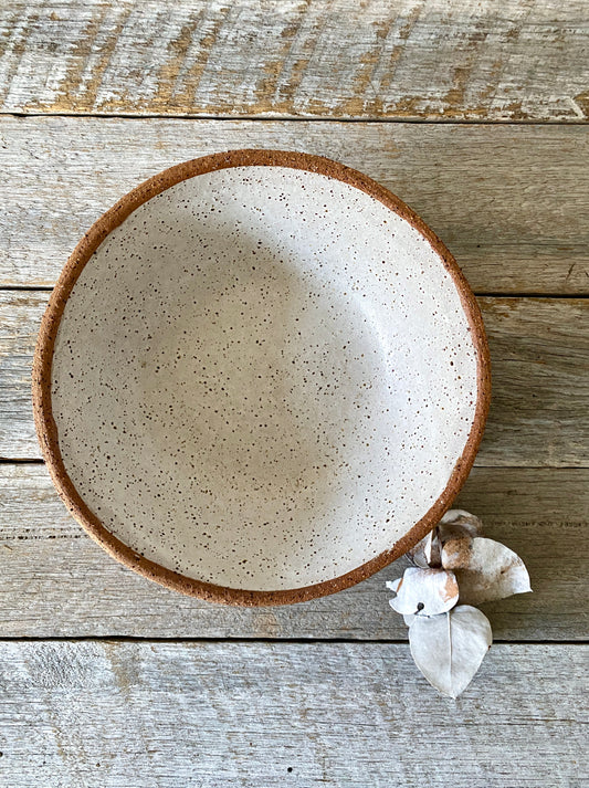 Salad bowl - rustic and versatile - white glaze with speckles 12-03