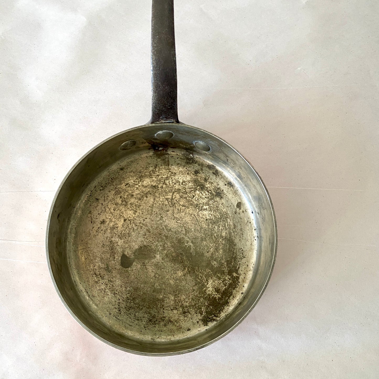 Beautiful Vintage French Copper Saucepan 18cm with tin lining and cast iron handle