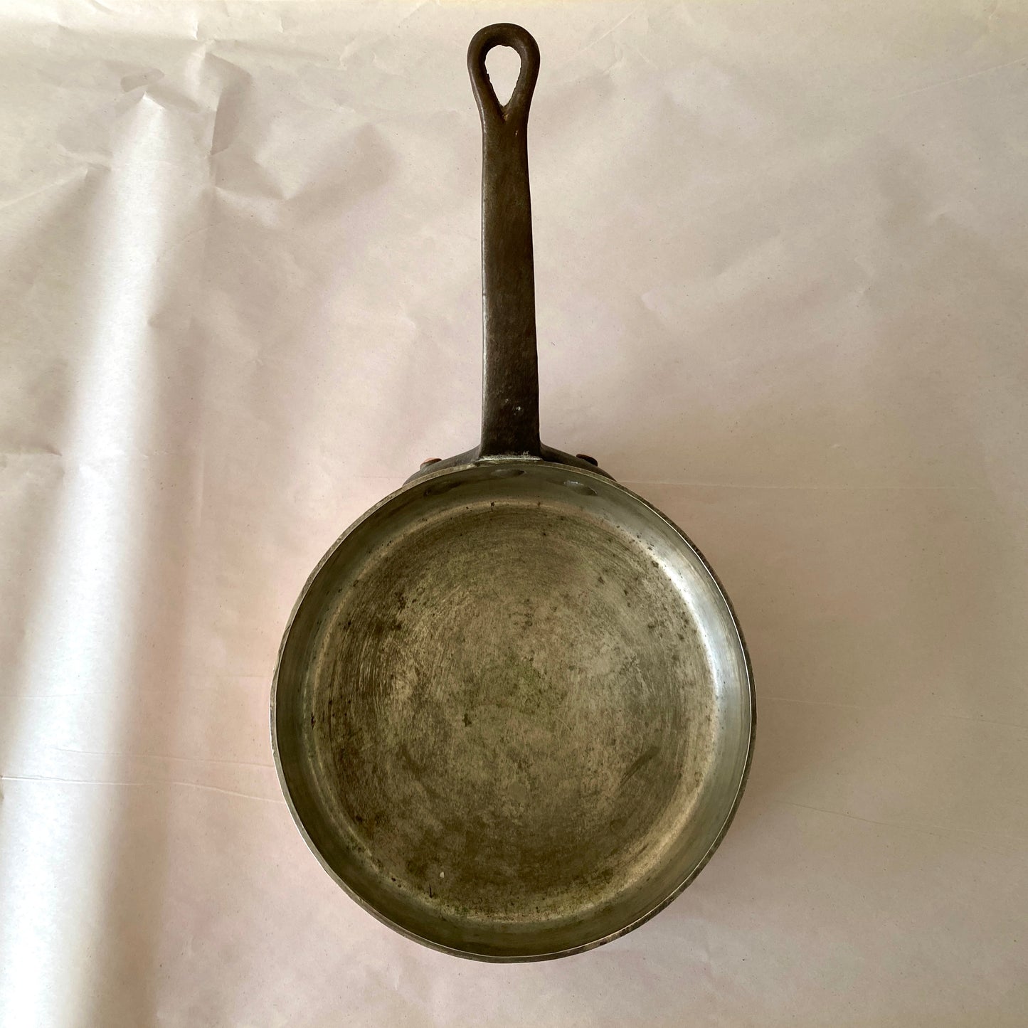 Beautiful Vintage French Copper Saucepan 21cm with tin lining and cast iron handle