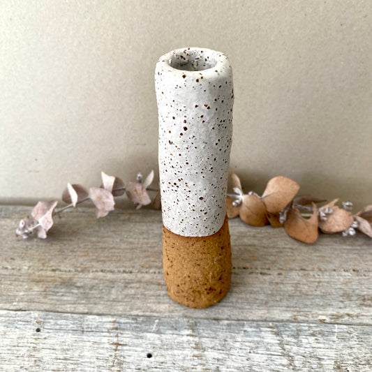 Vase (1-4) - rustic and slender - with uneven edge - White with Speckles