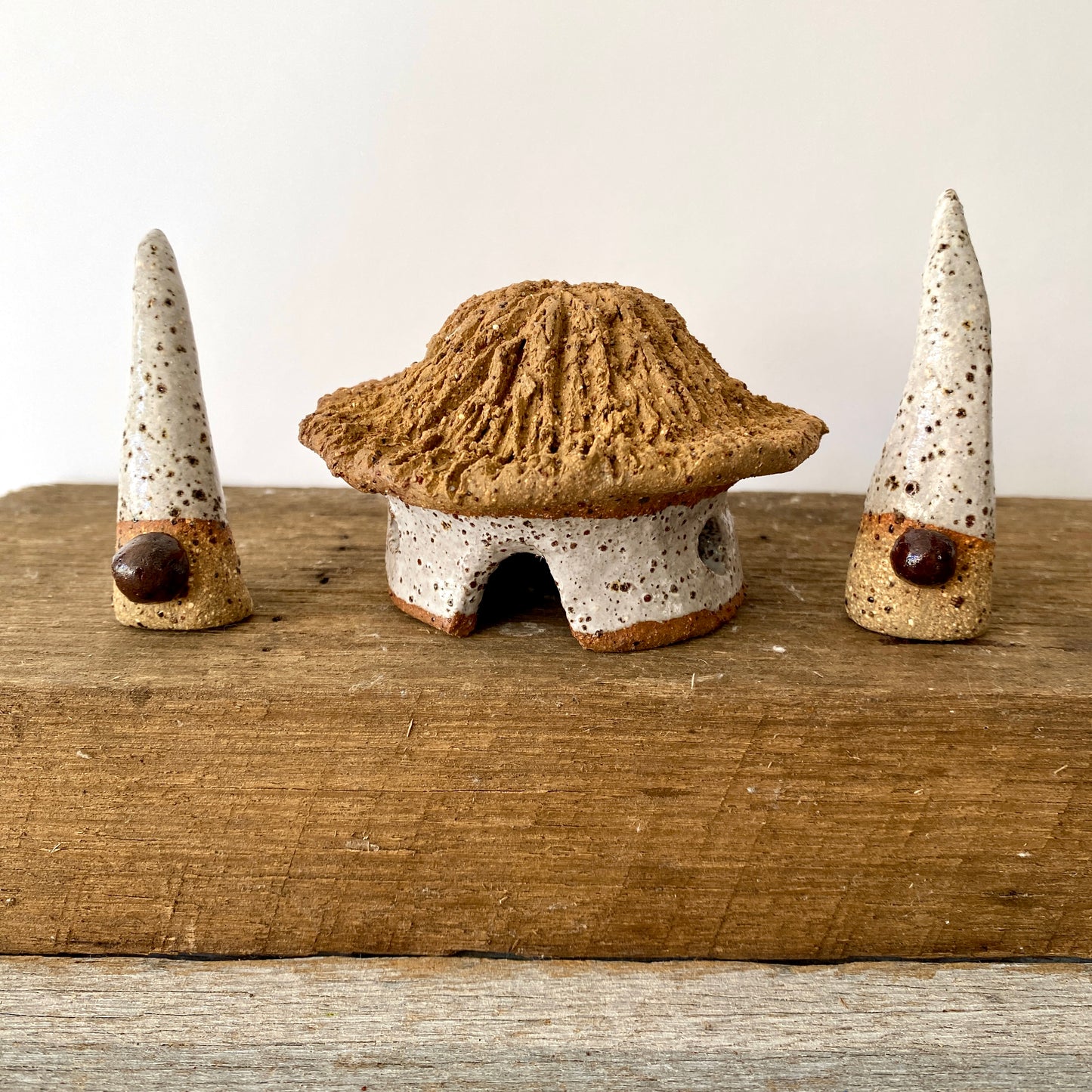 Two cute Mini Christmas gnome and a rustic hut 26-06