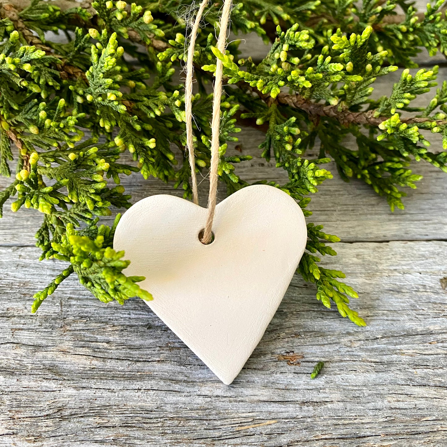 White Ceramic Heart - Christmas Ornament 26-22