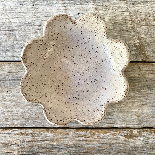 Bowl (small) - Flower Shaped - rustic and versatile - white glaze with speckles 2410-17