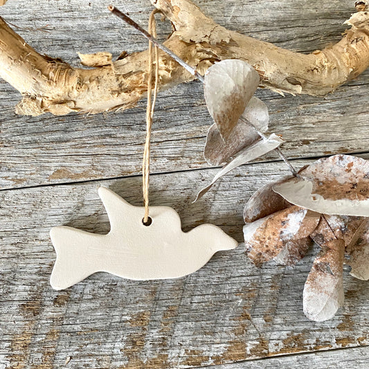 White Ceramic Dove - Christmas Ornament 26-21