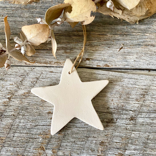 White Ceramic Star - Christmas Ornament 26-20