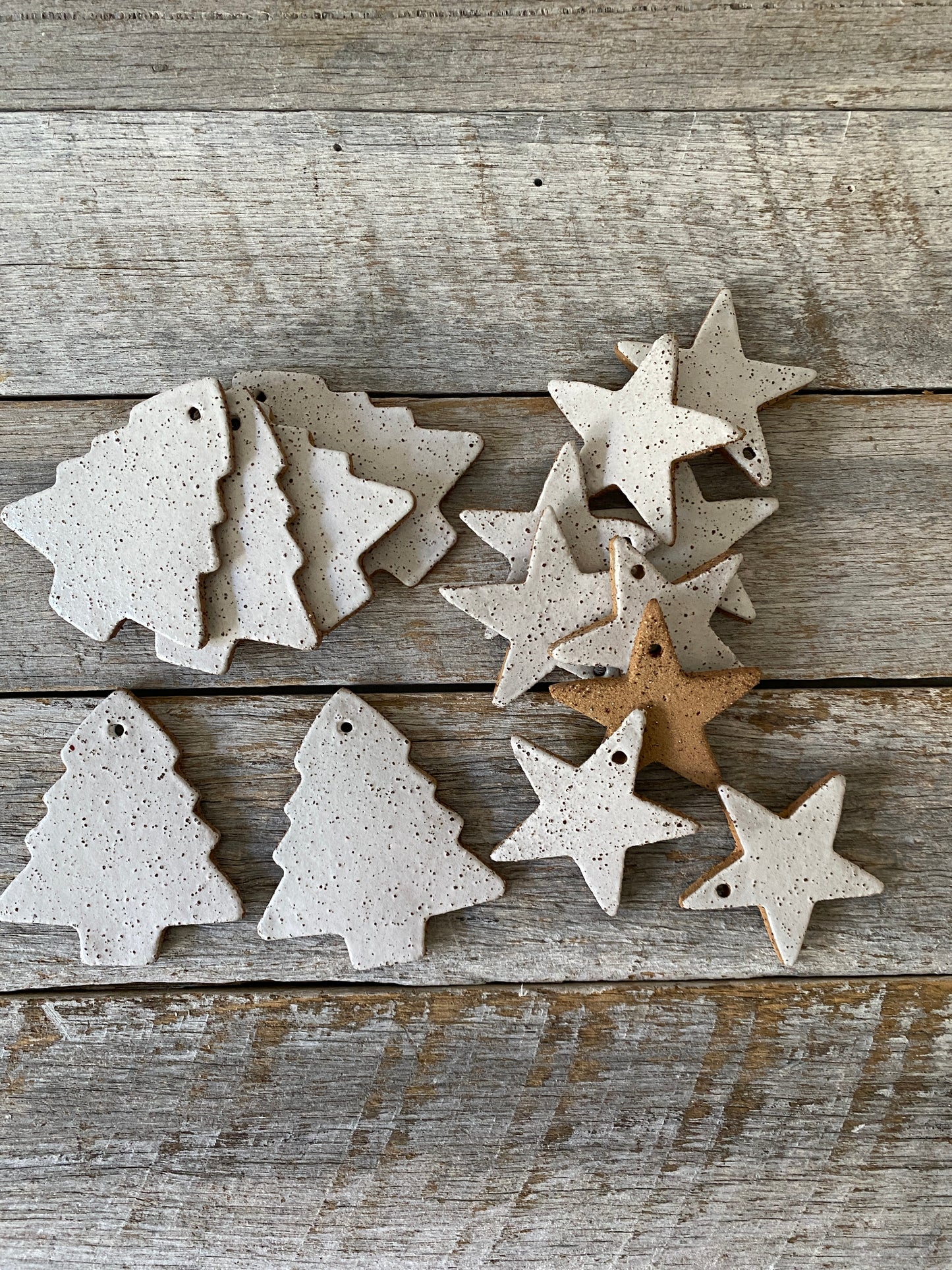 Ceramic Star - Rustic Christmas Ornament - White glaze 26-81