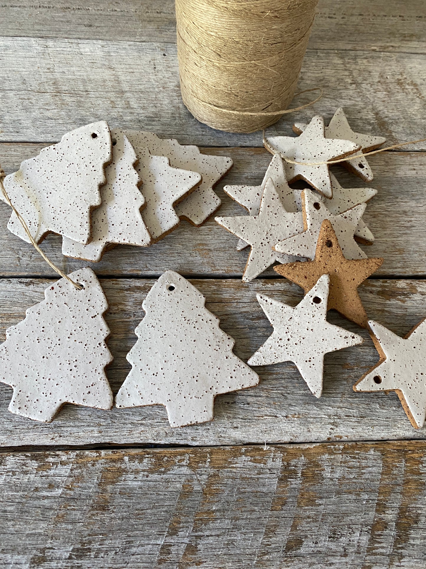 Ceramic Star - Rustic Christmas Ornament - White glaze 26-81