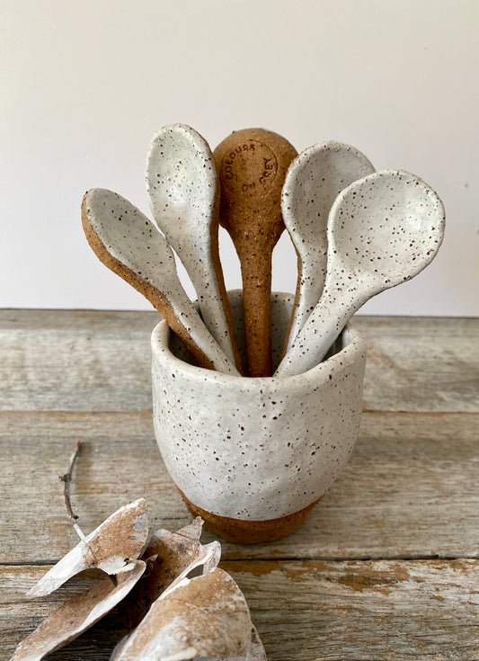 Ceramic Spoon - rustic with white glaze (2501)