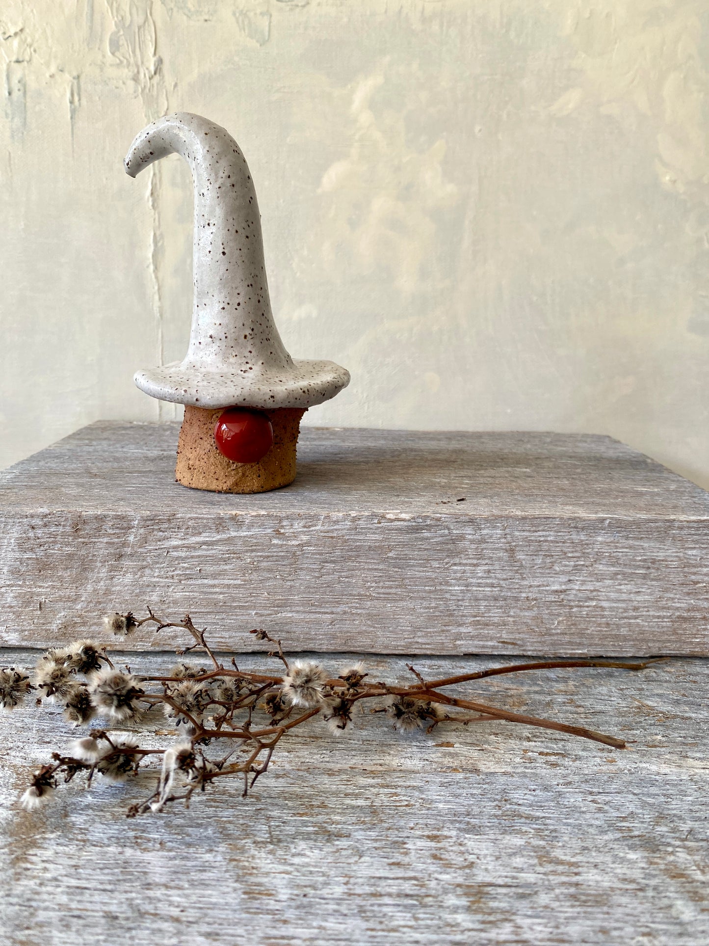 Mischief Meets Christmas Magic. One-of-a-Kind Nordic Gnome with White hat 25-1212