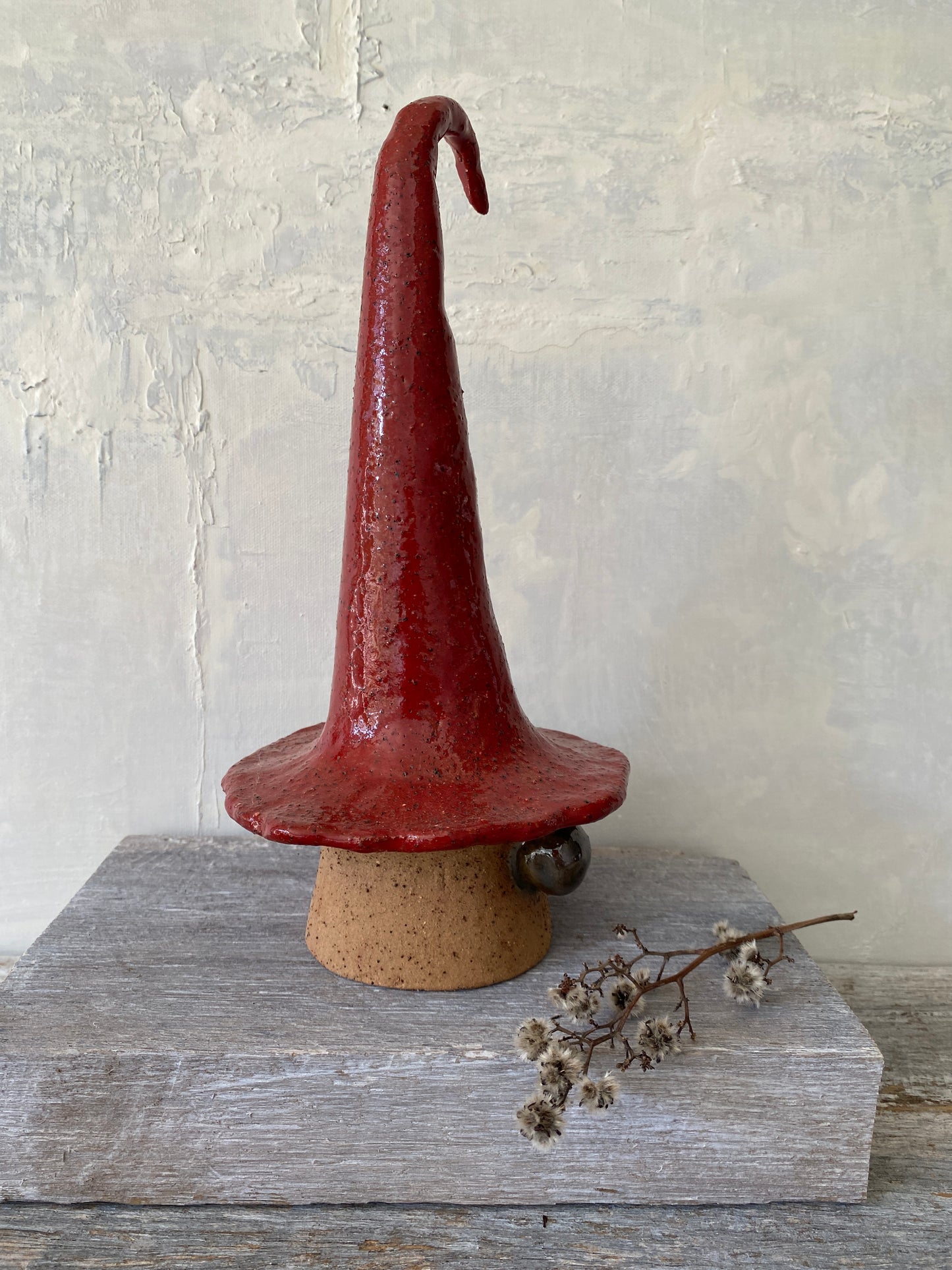 Large Christmas Gnome with red hat and grey/brown nose 25-1219