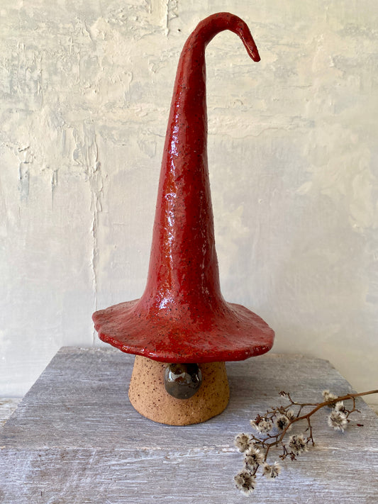 Large Christmas Gnome with red hat and grey/brown nose 25-1219