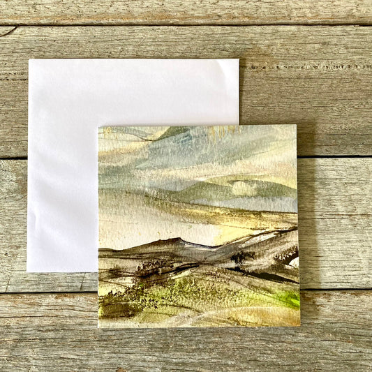 Printed Art Card 'Watercolour Landscape' - Square 14 x 14cm - Blank inside - White envelope #310