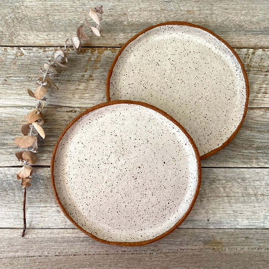 Lunch/Dinner Plate - Hand formed - Round and Rustic - White glaze 23-13