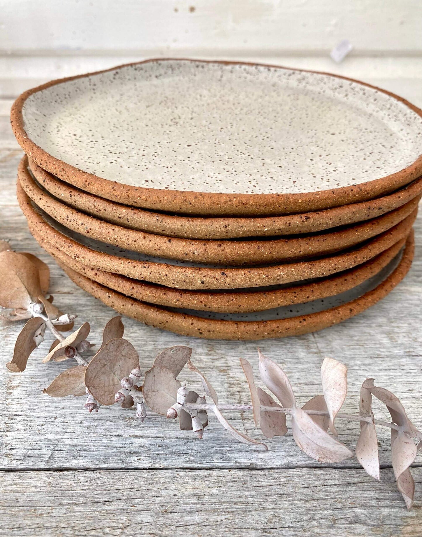 Lunch/Dinner Plate - Hand formed - Round and Rustic - White glaze 23-13