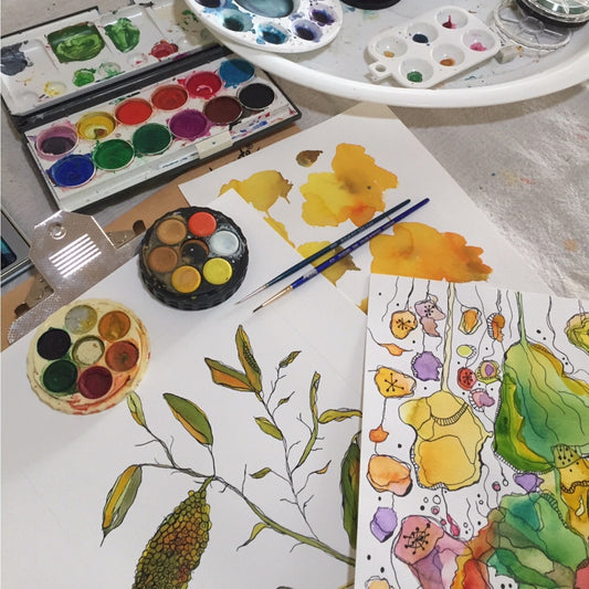 SOLD OUT !  Paint & Play - Vibrant Floral Watercolour Workshop - SUNDAY 16th NOVEMBER 10am to 1pm